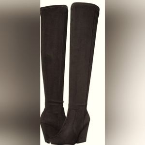 Calvin Klein Catia Stretch MicroSuede Tall BOOTS Women's Size 8.5 M Black